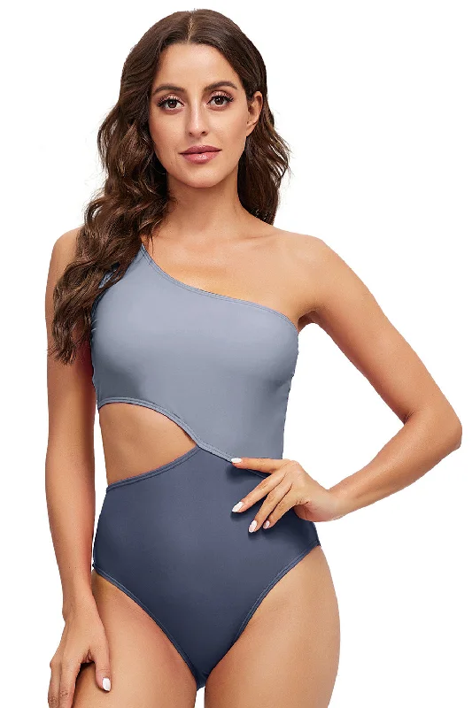 One Shoulder One Piece High Waist Swimsuit