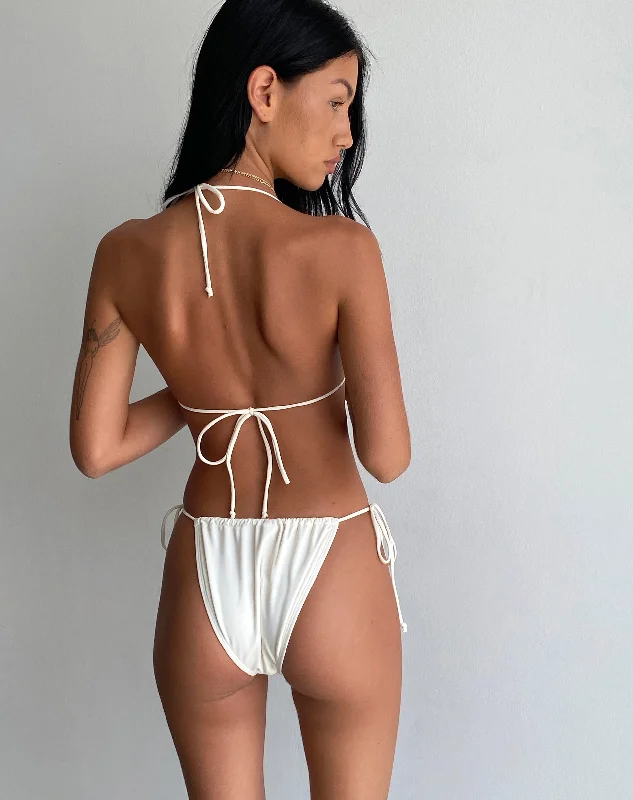 Pami Bikini Top in Ivory with Black Bow