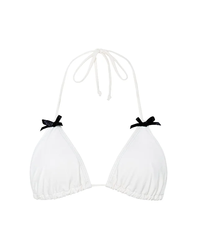 Pami Bikini Top in Ivory with Black Bow