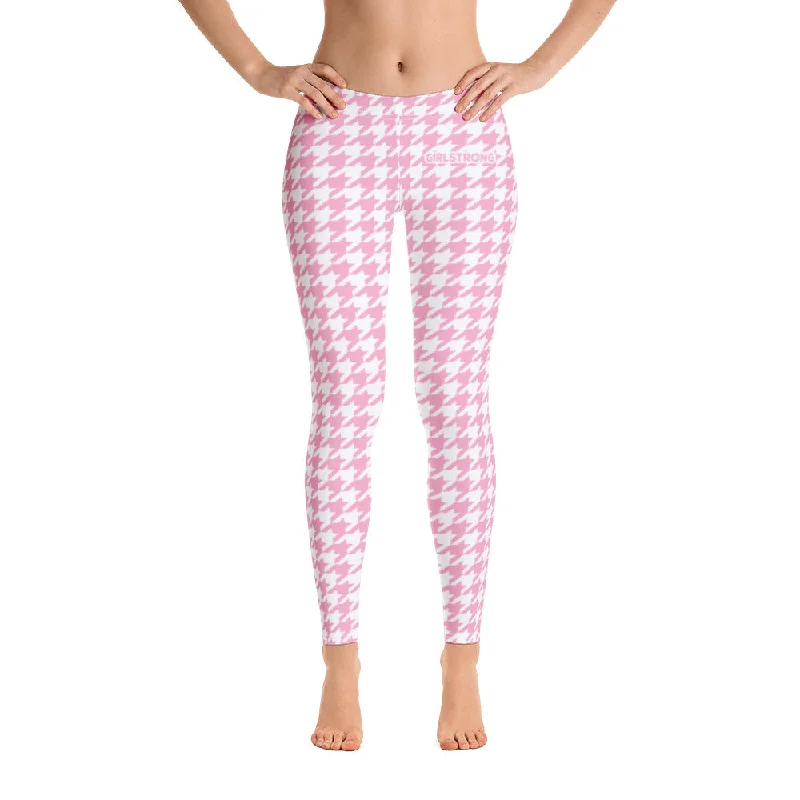 ELEVATED ESSENTIALS, THE PERFECT LEGGING PINK WHITE HOUNDSTOOTH