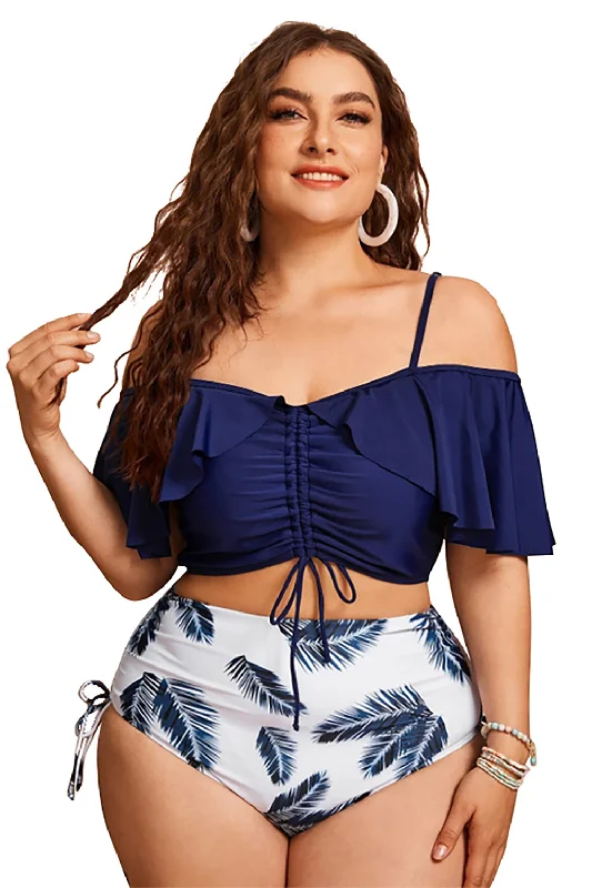 Plus Size Leaves Printed Bikini