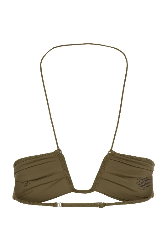 NEAL HALTER TOP - OLIVE BOUCLE