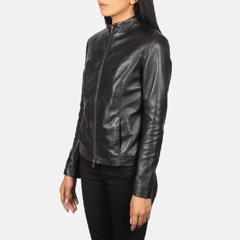 Rumella Black Leather Biker Jacket