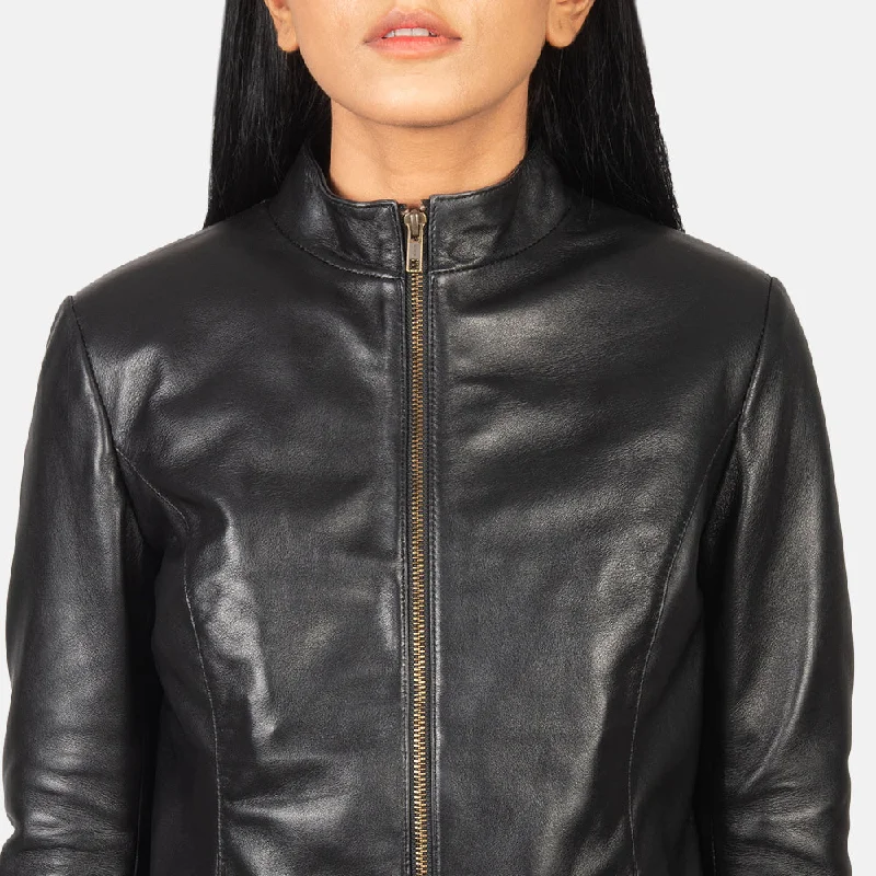 Rumella Black Leather Biker Jacket