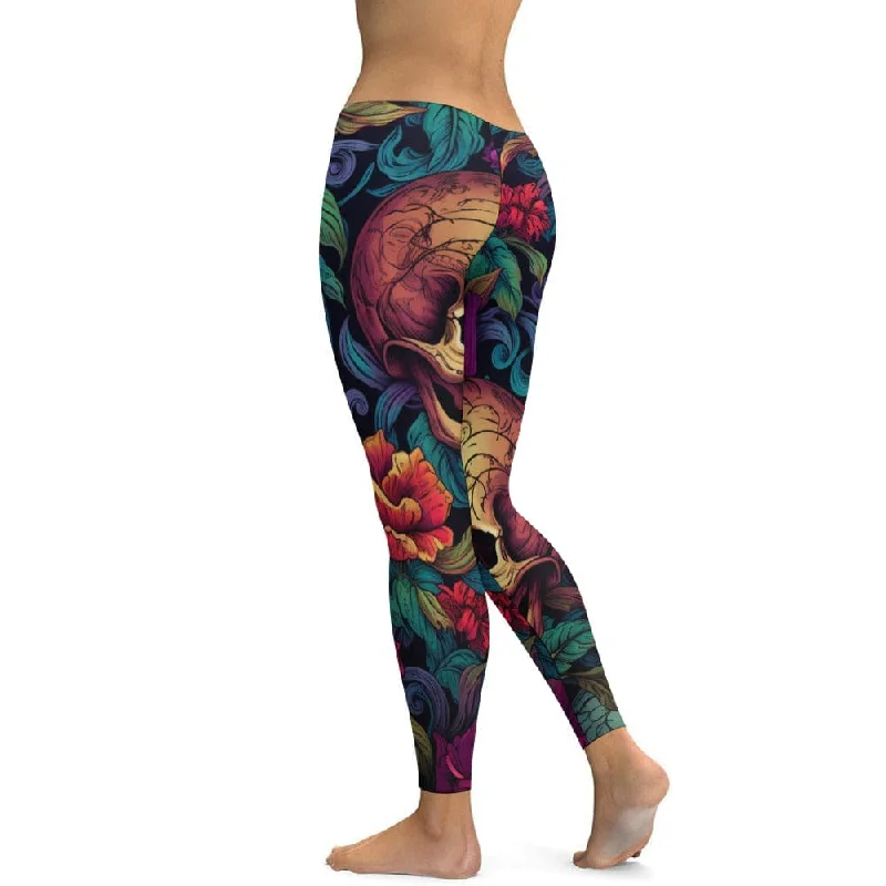 Skull Floral Soft Ladies Pattern Yoga Pants