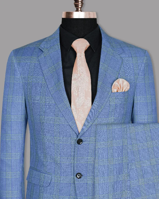 Sky Windowpane Wool Blend Suit