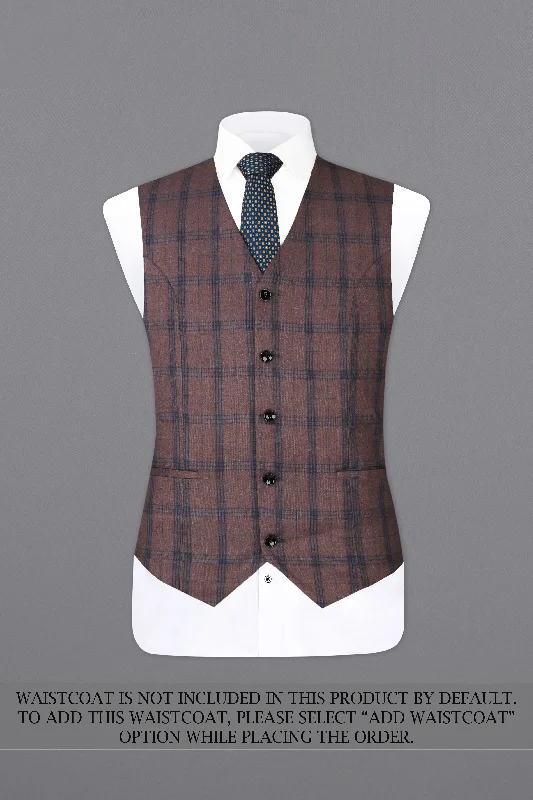 Taupe Brown Plaid Single Breasted Suit