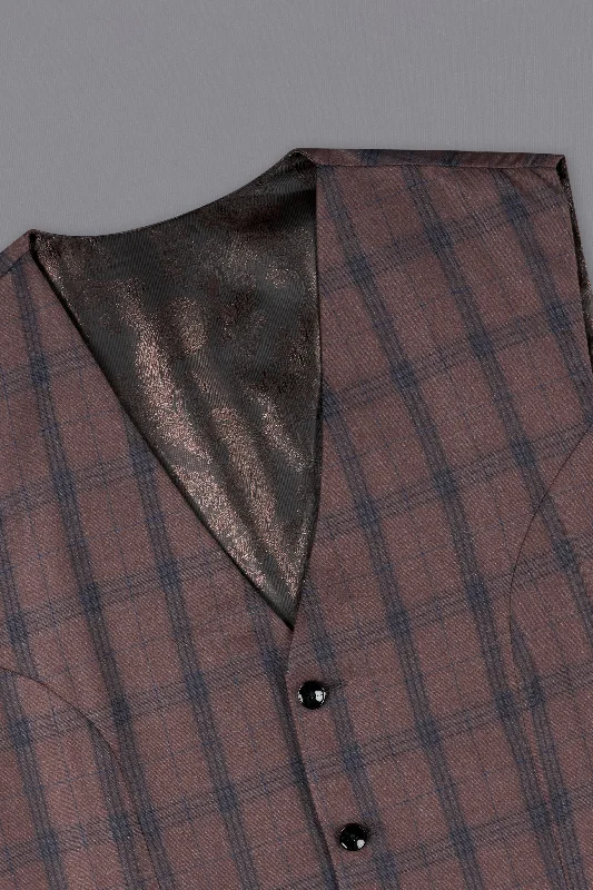 Taupe Brown Plaid Single Breasted Suit