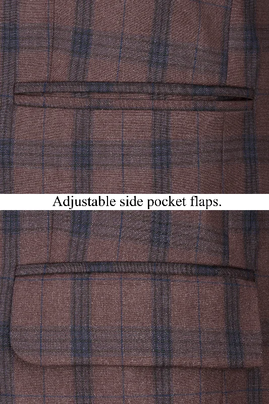 Taupe Brown Plaid Single Breasted Suit