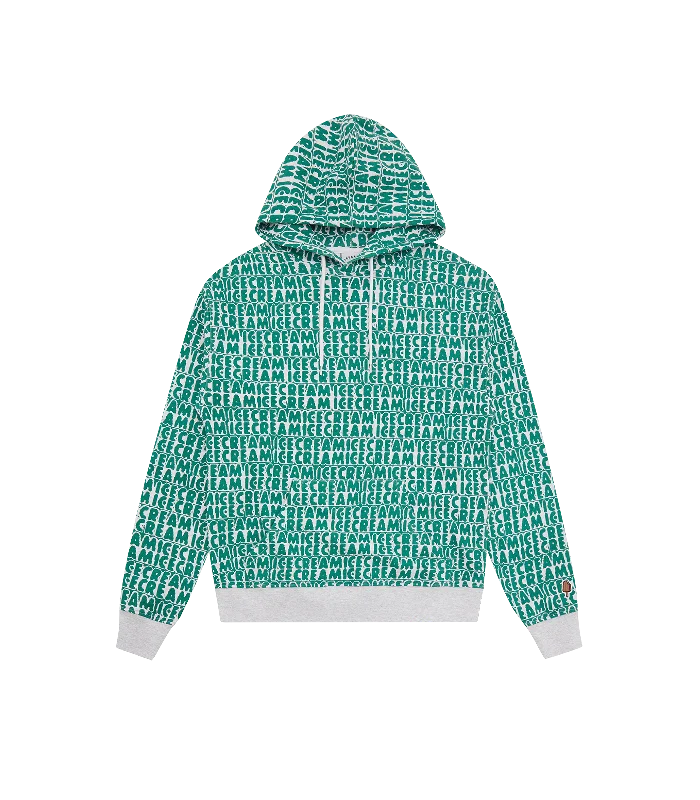 TEXT PRINT POPOVER HOOD - GREEN