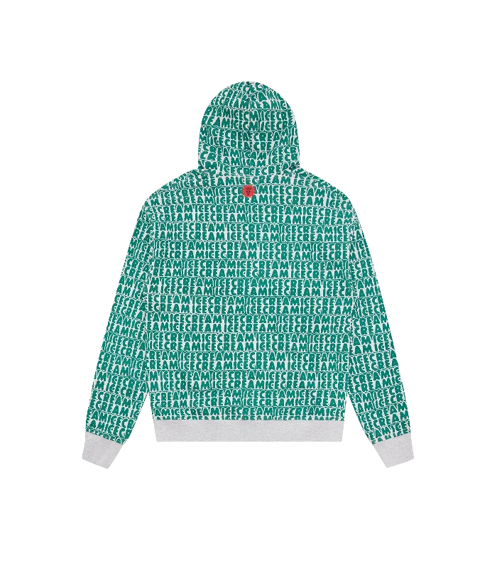 TEXT PRINT POPOVER HOOD - GREEN