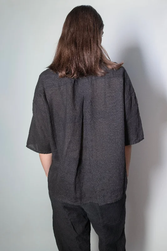 Transit Par Such Short Sleeve contrasting Pocket Shirt in Black