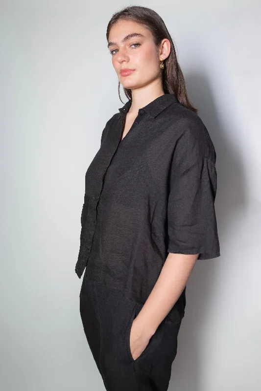 Transit Par Such Short Sleeve contrasting Pocket Shirt in Black