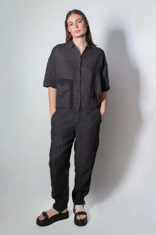 Transit Par Such Short Sleeve contrasting Pocket Shirt in Black