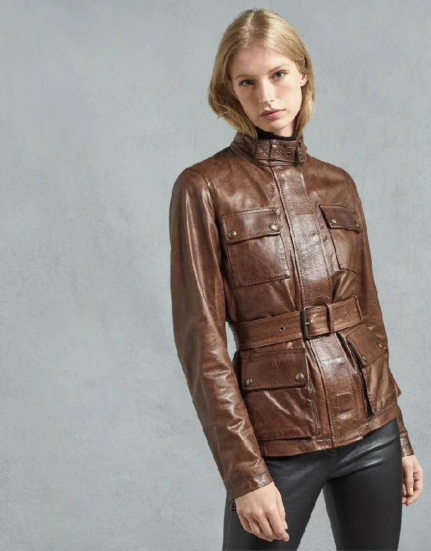 TRIUMPH 2ND VERSION WOMEN LEATHER JACKET - COGNAC