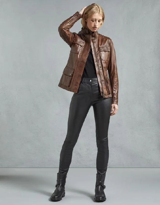 TRIUMPH 2ND VERSION WOMEN LEATHER JACKET - COGNAC