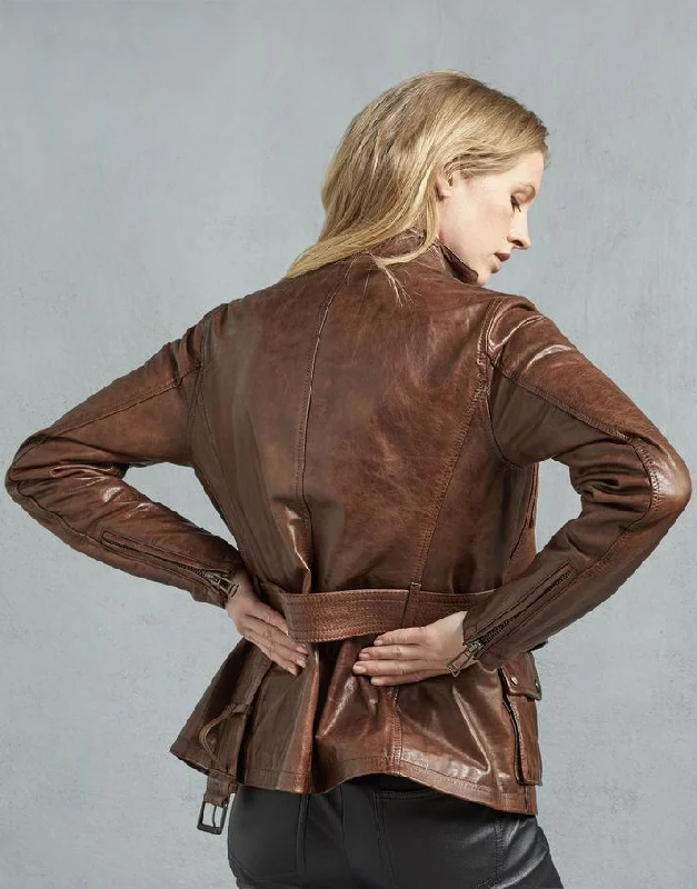 TRIUMPH 2ND VERSION WOMEN LEATHER JACKET - COGNAC