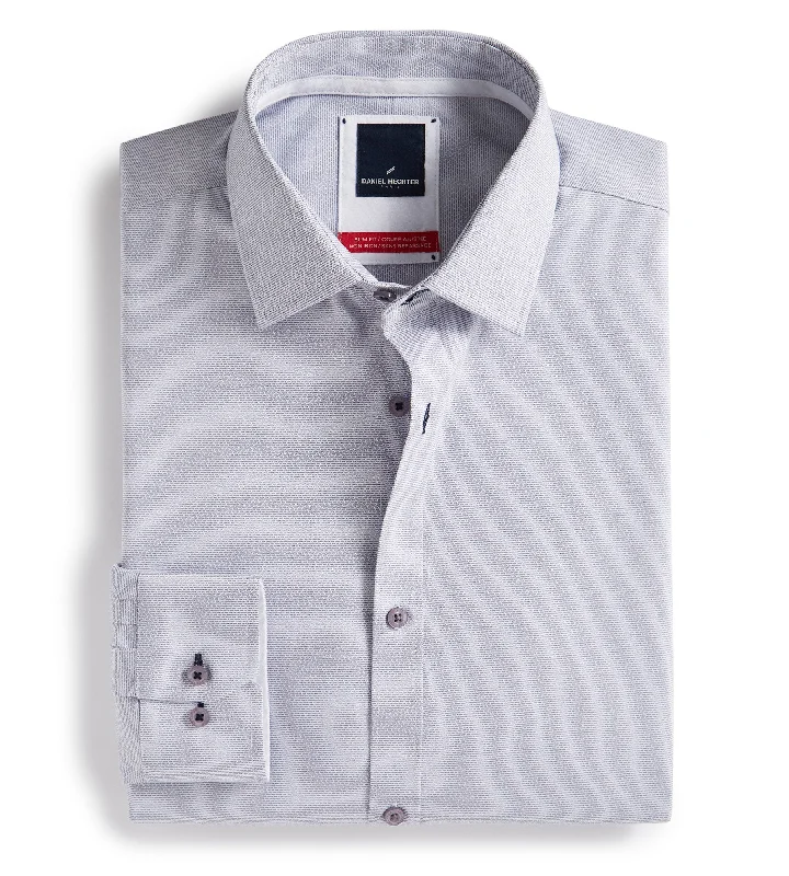 Slim Fit Stretch Non-Iron Diamond Jacquard Dress Shirt