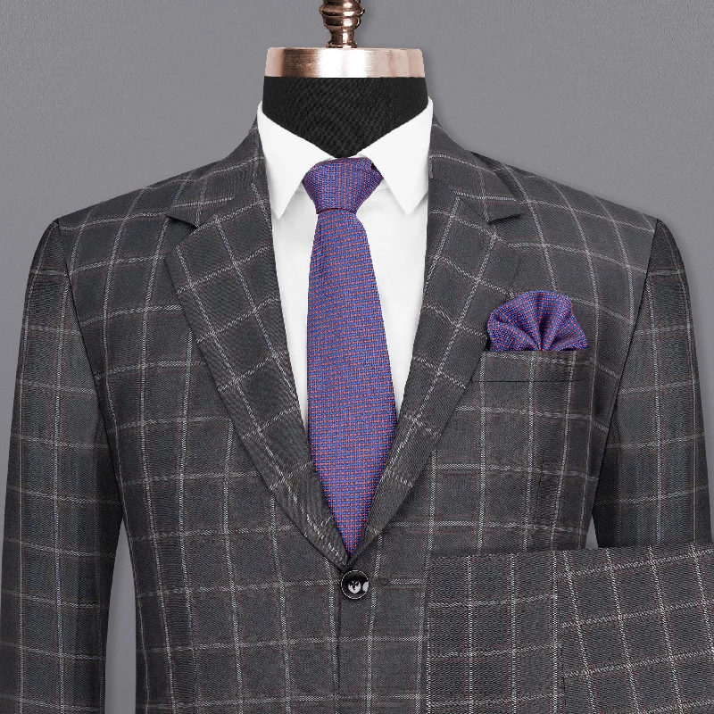 Tundora Gray windowpane Wool Rich Suit