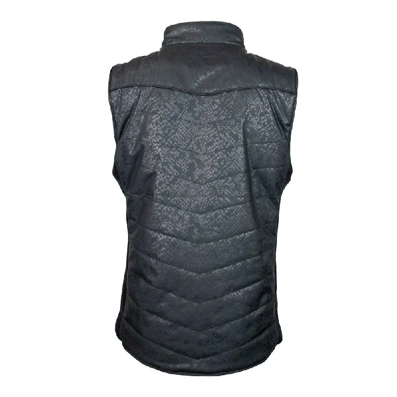 ""Hooey Ladies Quilted Vest"" Black w/Snake Pattern