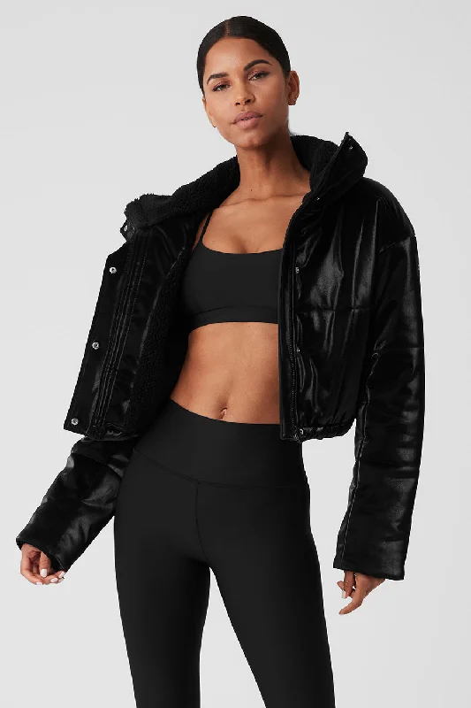 Orion Cropped Puffer - Black