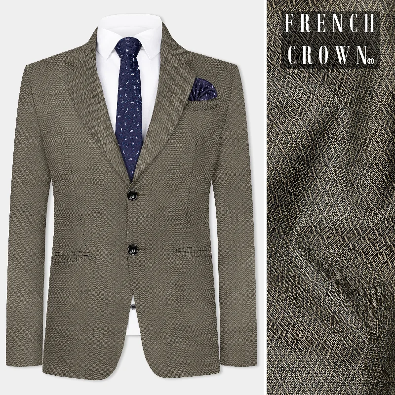 Wenge Brown Dobby Textured wool blend Blazer