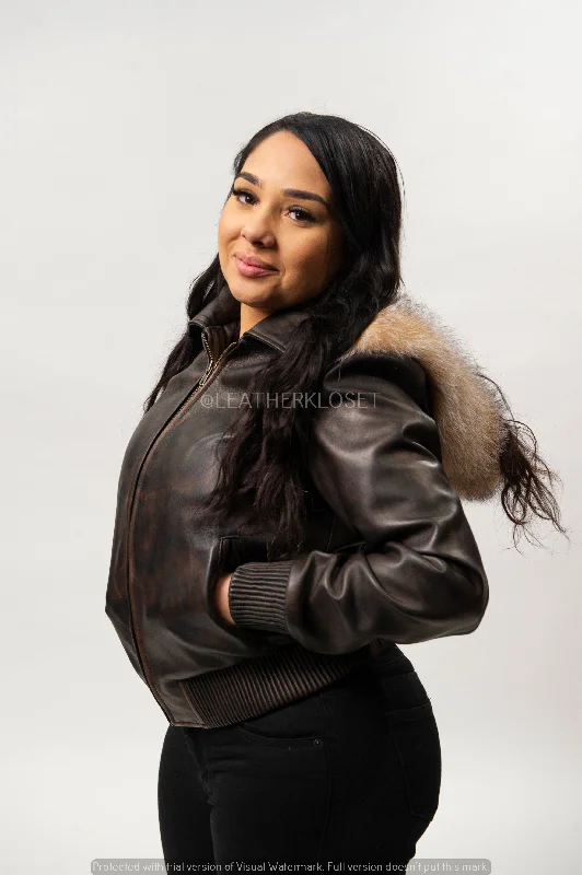 Women's BB Jacket With Premium Fox Fur Hood [Copper]