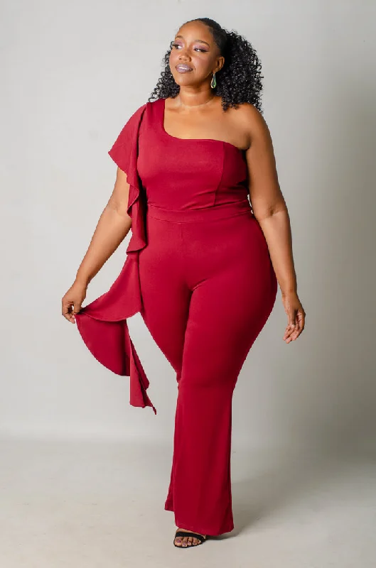 Cuatro Ruffled Jumpsuit - Wine