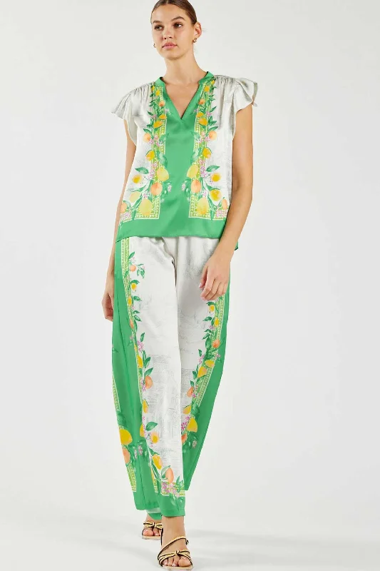 Citrus Garden Silky Top - Green