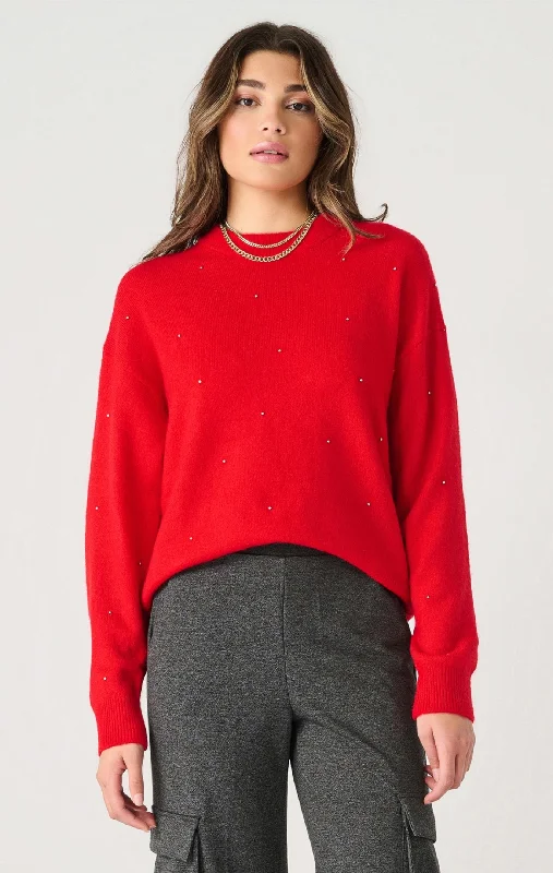 Dex Silver Pearl Sweater Cherry Red