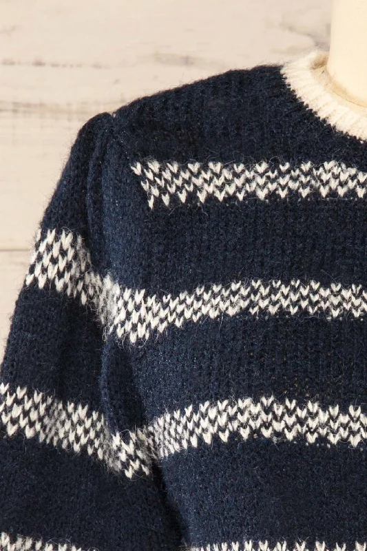 Dudley Navy | Knit Striped Sweater