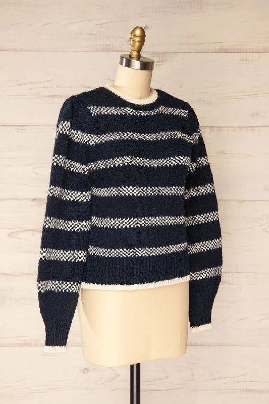 Dudley Navy | Knit Striped Sweater