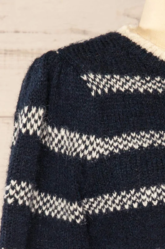 Dudley Navy | Knit Striped Sweater