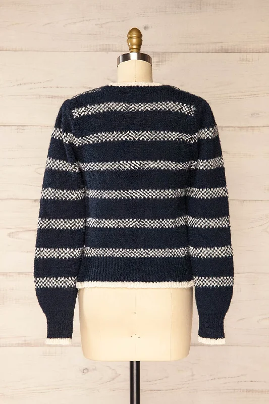 Dudley Navy | Knit Striped Sweater