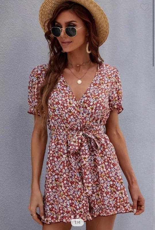 Floral V-Neck Romper