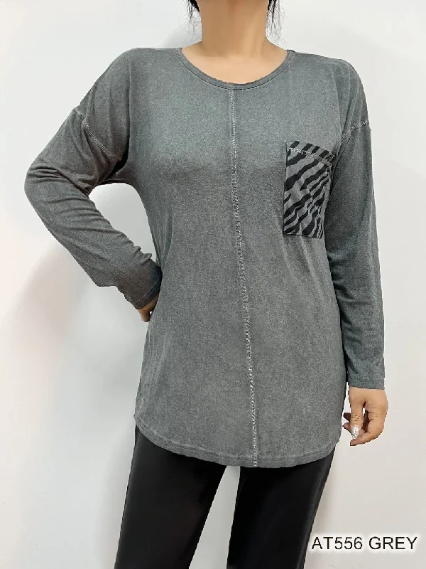 GREY DROPPY SLEVEES DESIGNER TOP AT556