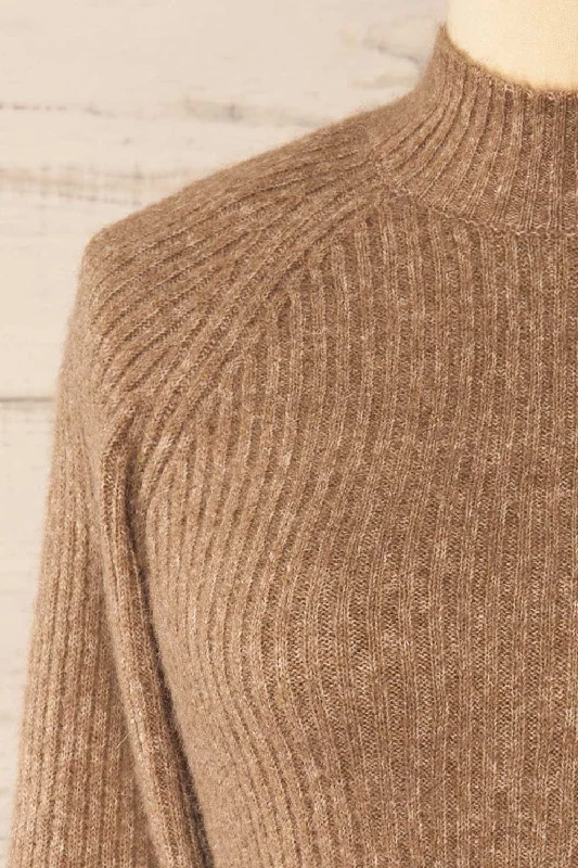 Luanda Taupe | Long Ribbed Sweater