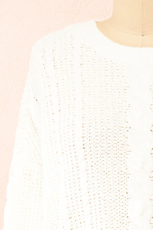 Madeleine Ivory | Cropped Cable Knit Sweater