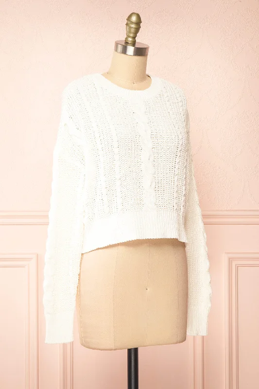 Madeleine Ivory | Cropped Cable Knit Sweater