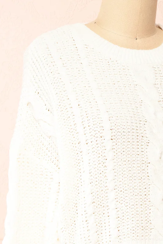 Madeleine Ivory | Cropped Cable Knit Sweater