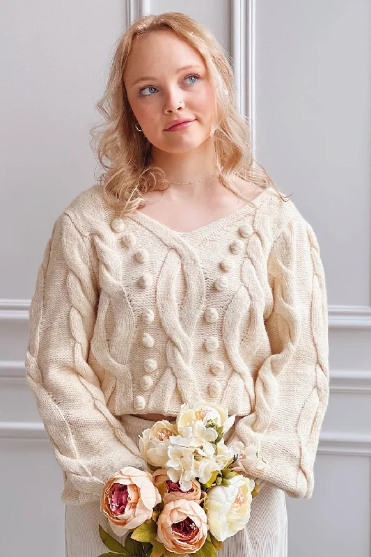 Maloune | Beige Sweater w/ Pompoms