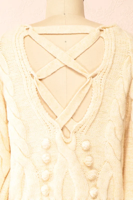 Maloune | Beige Sweater w/ Pompoms