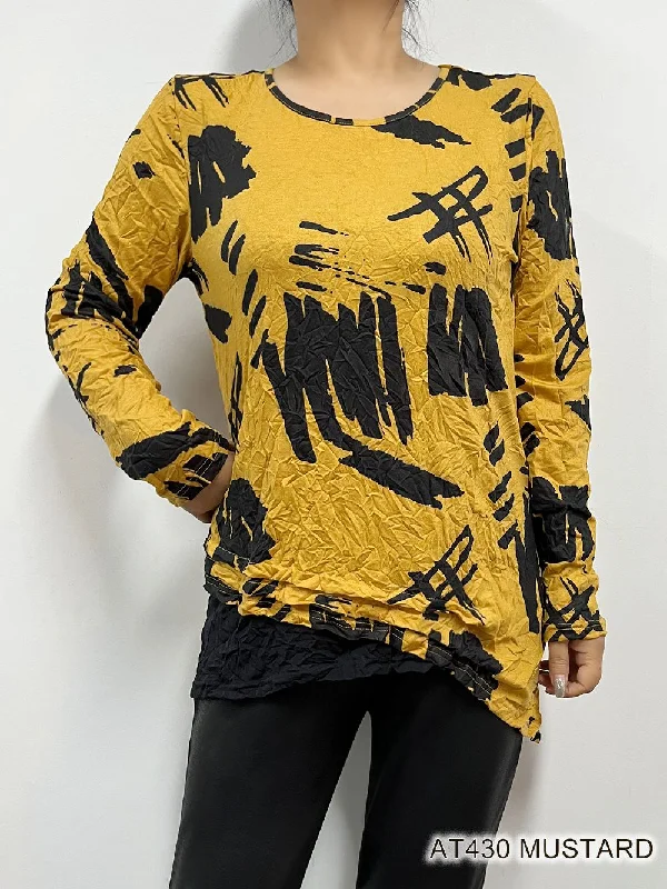 MUSTARD BLACK ABSTRACT PRINT AT430