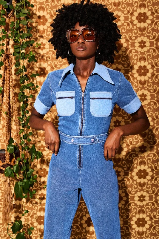 Ramble On Denim Zip Jumpsuit