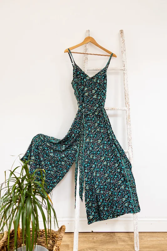 Selene Wide Leg Jumpsuit | Blue Noir Garden