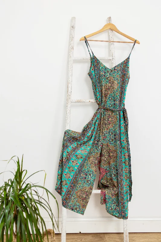 Selene Wide Leg Jumpsuit | Turquoise Tapestry