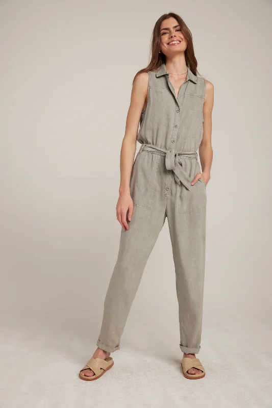 Sleeveless Belted Jumpsuit