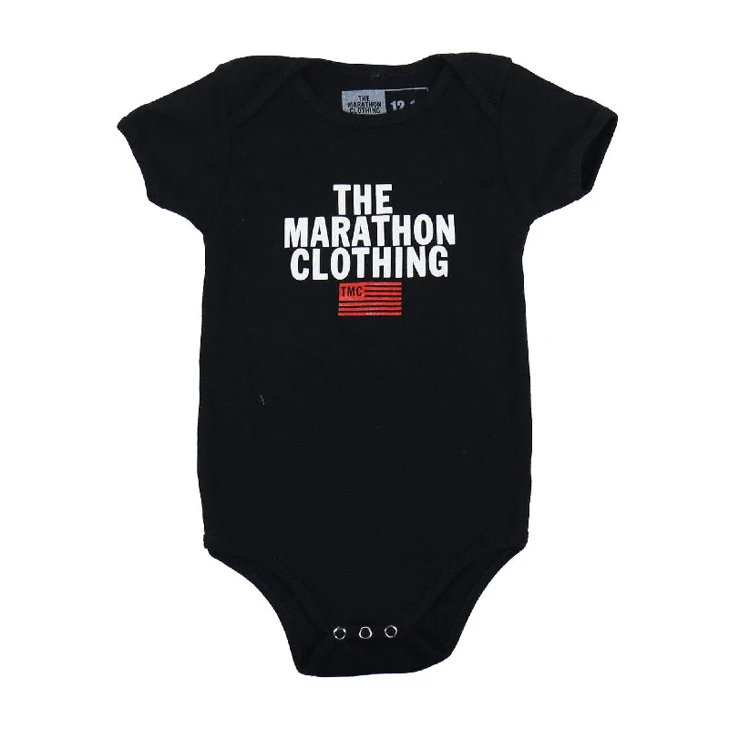 Stacked Logo Onesie - Black