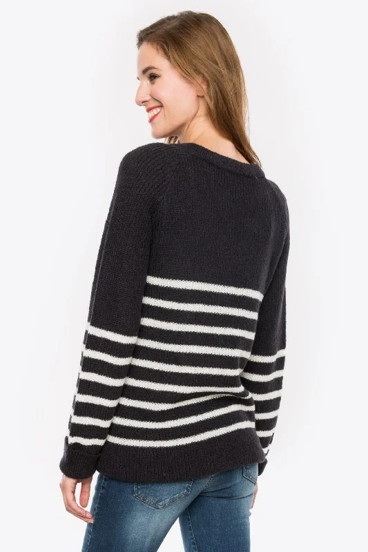 Romain  Maternity Nursing Sweater in Marine Stripe