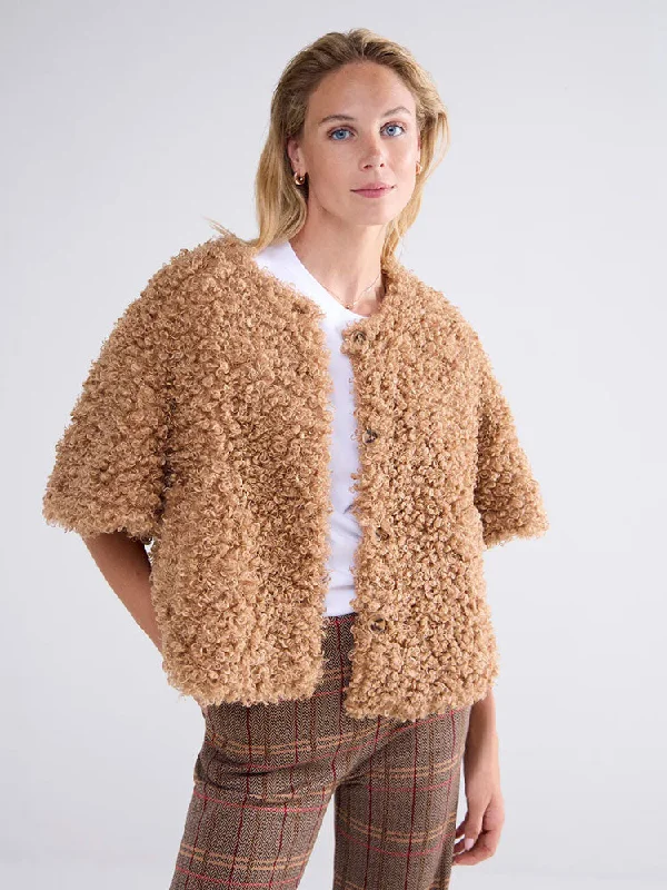 Summum Faux Fur Jacket Caramel Coffee